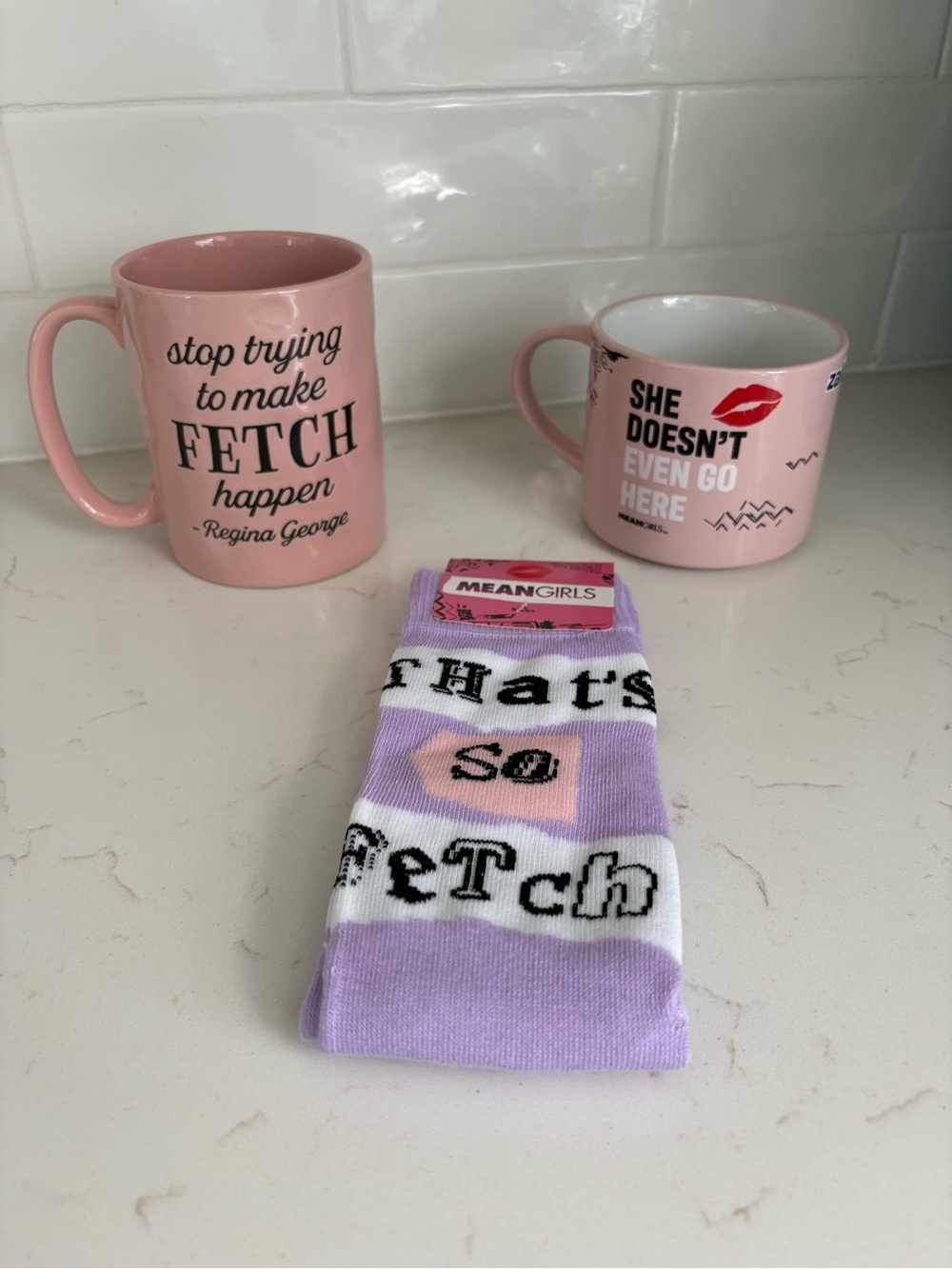 Mean Girls Pink Gift Lot – 2 Mugs & Socks. Fetch yourself a great gift idea!